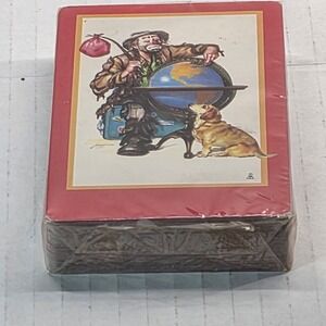 VTG Hoyle Playing Cards‎ Sealed Hobo Traveler Dog Globe Red Border Made In USA